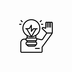 light bulb head hand rise icon sign vector