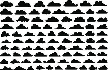 Cloud silhouette vectors. Silhouettes of clouds vector illustrations.