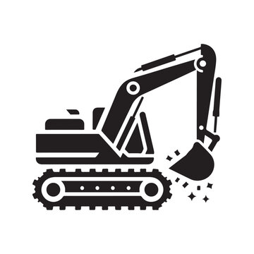 black excavator digging ground clip art preview