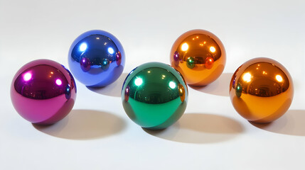 Fototapeta premium Metallic Spheres, Six Different Colors . illustration