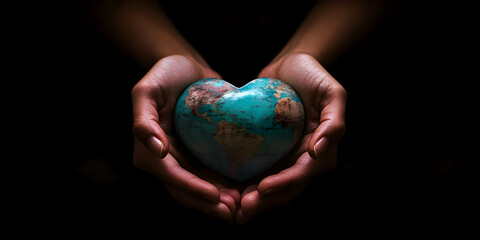 Open hands holding a heart-shaped earth globe for World Environment Day and environmental awareness. 4k image