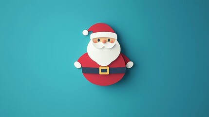 Colorful Santa Claus decoration on vibrant background.
