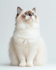 Portrait of a Ragdoll Cat with Striking Blue Eyes and Soft Fluffy Coat, Perfect for Cat Lovers and Feline Enthusiasts

