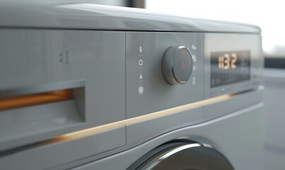 digitally displayed white washing machine, Generative AI.
