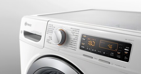Obraz premium digitally displayed white washing machine, Generative AI.