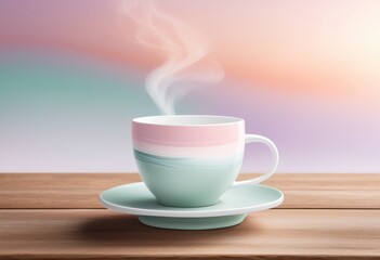 Obraz premium elegant minimalist coffee cup design colorful steam trails capturing vintage aesthetic modern charm perfect art enthusiasts, beverage, mug, espresso, latte
