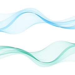 Set of colored waves. Abstract vector graphics. Blue and green waves. Eps 10