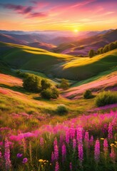 vibrant seasonal landscape showcasing diverse natural textures lush colorful majestic topography, nature, flora, foliage, colors, terrain, sky, sunlight