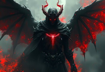Demonic Warrior with Flaming Wings