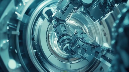 AI in aerospace manufacturing, precision parts assembly with robotic assistance