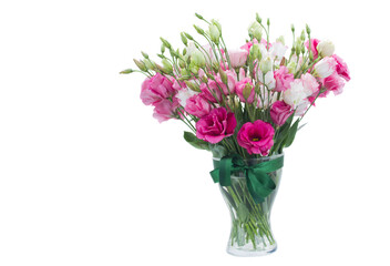 Pink eustoma flowers in vase
