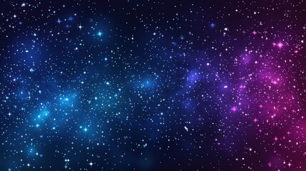 Blue and purple galaxy with bright twinkling stars.