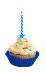 birthday cake with one candle