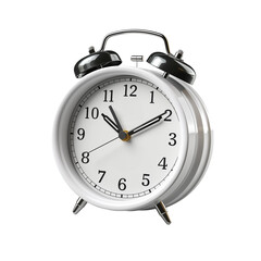 White Alarm Clock Isolated On Transparent Background	