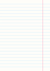 Lined vertical page for handwriting. Paper for school or bullet journal. Texture background. Notebook sheet with grid. Graph style design. Vector illustration.