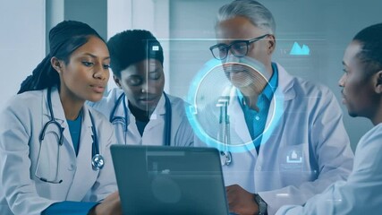 Doctors Collaborating on Online Research During a Team Meeting Generative AI