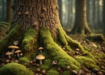 Obraz premium Enchanted Grove Sanctuary: A Tapestry of Moss & Mushroom Magic