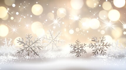Naklejka premium Snowflakes on an abstract shiny light background 