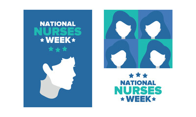 National Nurses Week. Thank you nurses. Medical and health care concept. Fighters against viruses and diseases. In honour of the doctors. Celebrated annual in United States. Vector illustration poster