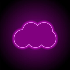 Cloud simple icon vector. Flat design. Purple neon on black background