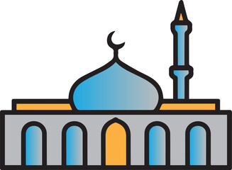 Flat Mosque Graphic for Holiday and Eid Projects