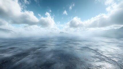 Obraz premium Calm Ocean View with Mountains in the Distance - 3D Illustration