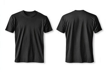 Fototapeta premium Black T-shirt front and back view for mockup or branding purposes. AI generated image