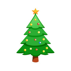 illustration of Christmas tree with star, Christmas tree vector art
