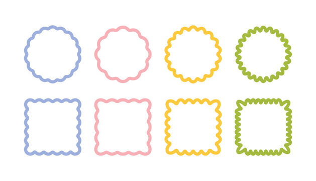 Wavy edges round and square frames set.