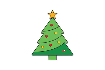 Merry Christmas Tree Vector Illustration - Festive Holiday Printable Design