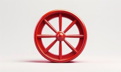 Fototapeta premium Red wheel of luck or fortune in 3D illustration. A realistic-looking spinning wheel of fate. Wheel luck on a white background, isolated, Generative AI.