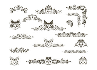 Zoomorphic ornament, vintage frames