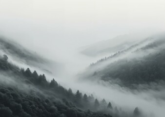 Obraz premium Enchanted Veil: Serene Fogscape for Atmospheric Depth 