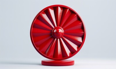 Red wheel of luck or fortune in 3D illustration. A realistic-looking spinning wheel of fate. Wheel luck on a white background, isolated, Generative AI.