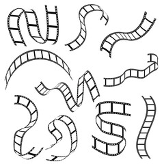 Movies Film background with Flim roll. Film Strip icon. Film Roll Set