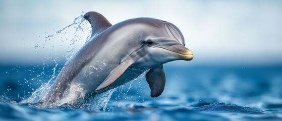 A dolphin jumping out of the water in the ocean