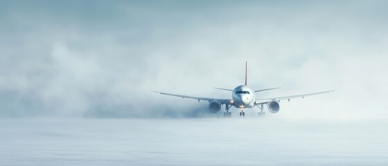 Fototapeta premium A large passenger jet flying through a cloudy sky