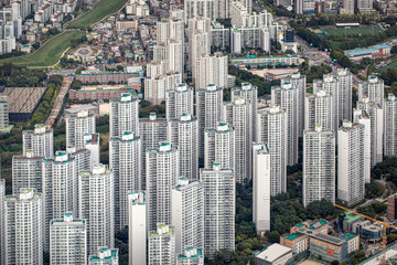 Seoul, South Korea - September 25, 2024: City View of Seoul Korea with High Buildings, Homes,...