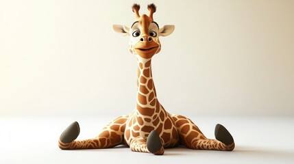 A cartoon giraffe doing sit-ups, its long neck flopping around with each rep, with a goofy determined look.