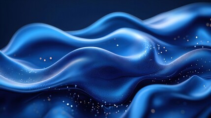 Obraz premium Abstract 3D Blue Wavy Background with Glittering Lights