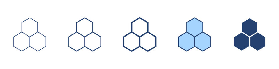 Three hexagons icon Symbol set collection