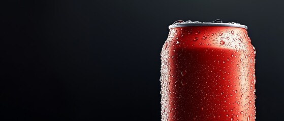 A can of soda with water droplets on it