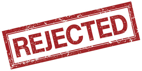 REJECTED red rubber stamp isolated on transparent background or white background with distressed texture effect.