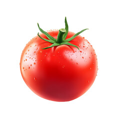 Fresh red tomato with droplets on a transparent background showcasing its vibrant color and natural appeal, Delicious tomate isolated on transparent background