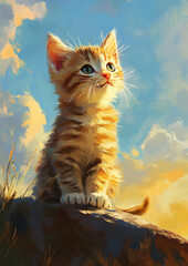 Obraz premium Cute kitten Painting