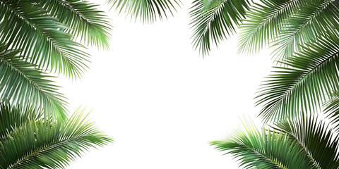 tropical frame leaves Isolated on transparent background, png.