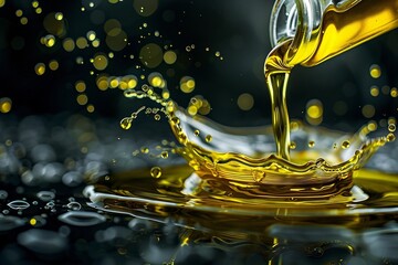 High-Speed Video Capturing a Jet of Olive Oil Splashing in Macro Detail