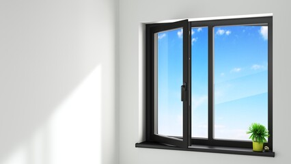 Black plastic window in the new room