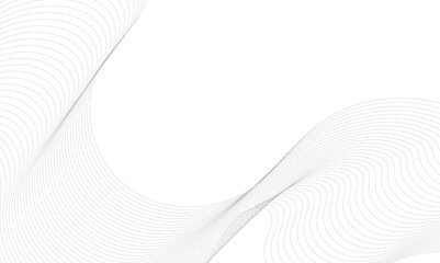 Abstract wavy white and grey curved lines on transparent background. Frequency sound wave lines and technology background, Design for brochure, flyer, banner, template, business wave lines background.