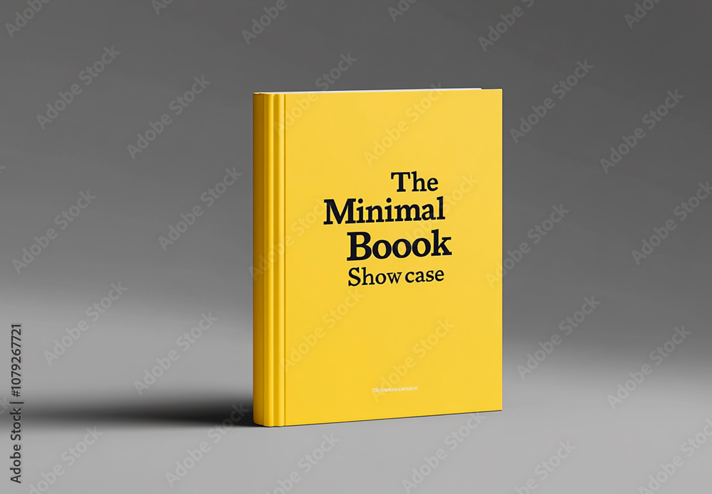 Fototapete minimalist book mockup in the style the superlative and unparalleled, flat yellow cover with text th